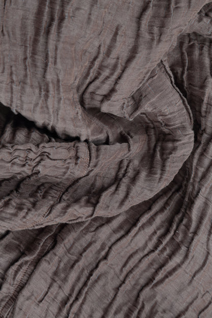 Loose Crinkled Truffle Silk Linen Shirt 5