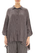 Loose Crinkled Truffle Silk Linen Shirt 1