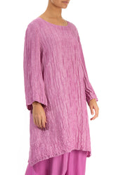 Loose Crinkled Wild Berry Silk Tunic 3