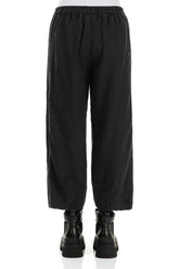 Loose Cropped Black Linen Trousers 2