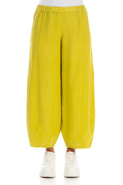 Loose Cyber Lime Linen Trousers 1