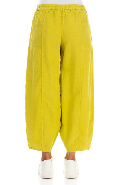 Loose Cyber Lime Linen Trousers 2