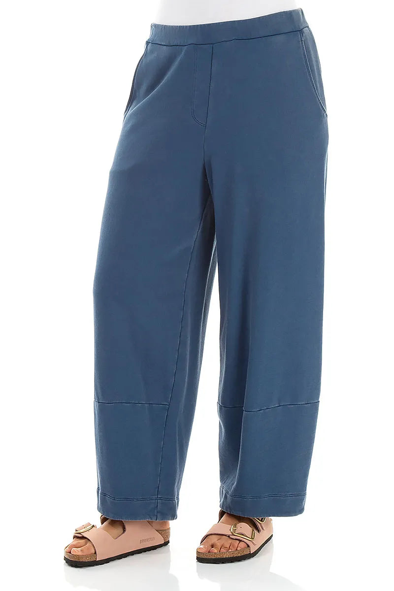 Loose Dark Cobalt Blue Cotton Trousers