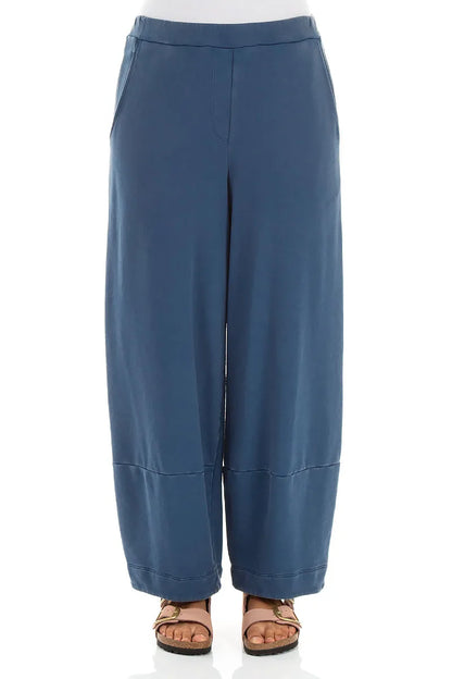 Loose Dark Cobalt Blue Cotton Trousers