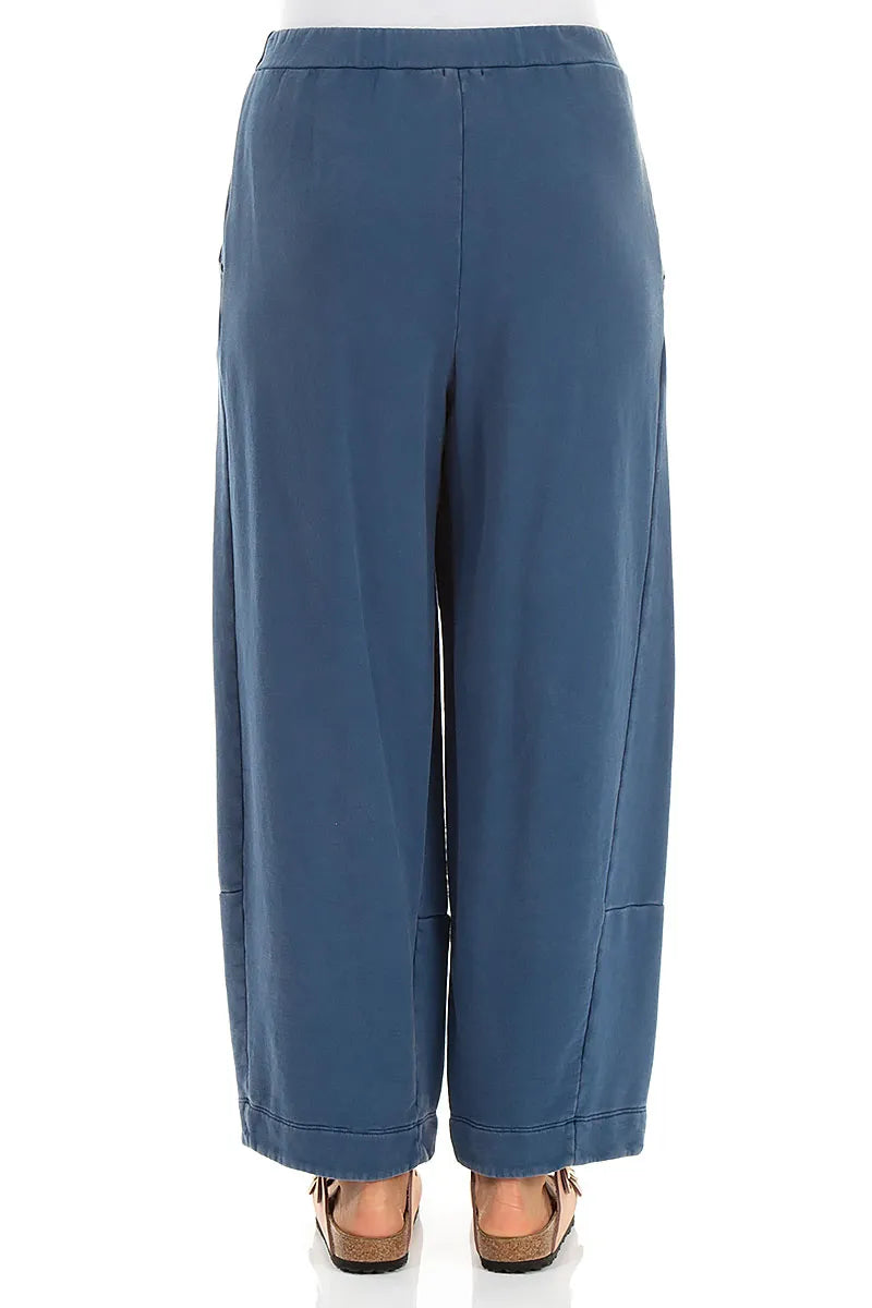 Loose Dark Cobalt Blue Cotton Trousers