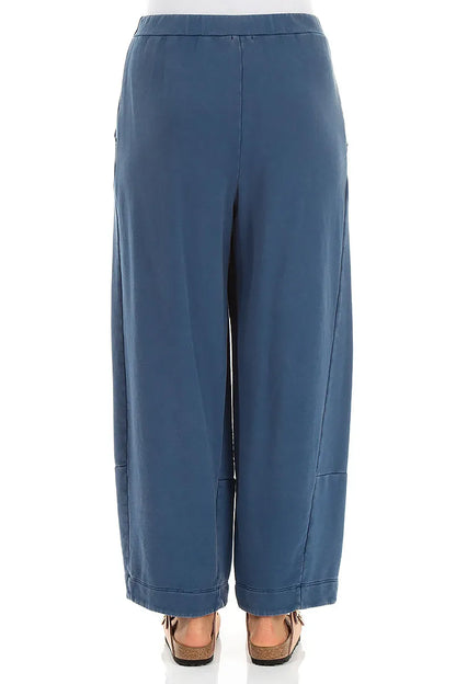 Loose Dark Cobalt Blue Cotton Trousers
