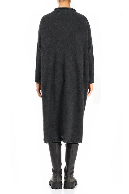Loose Dark Grey Wool Dress 2
