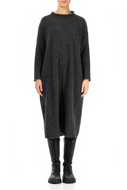 Loose Dark Grey Wool Dress 1