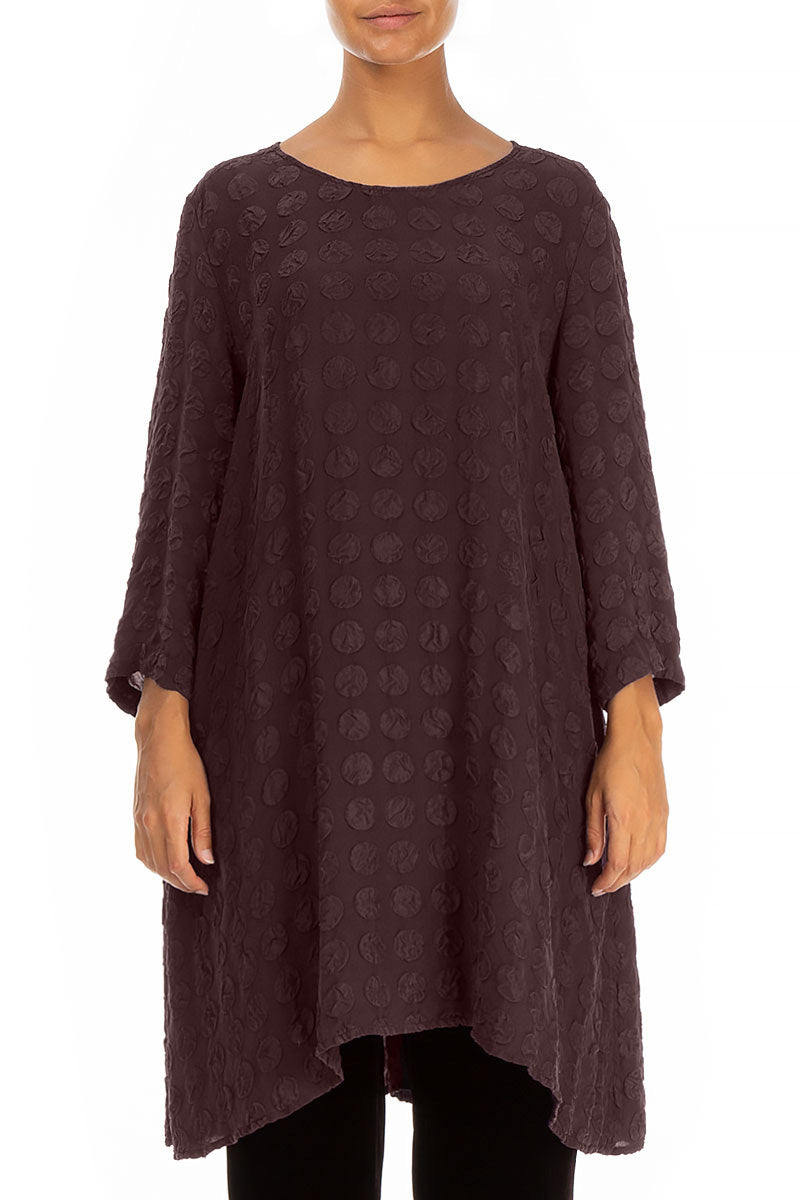 Loose Deep Plum Bubble Silk Tunic