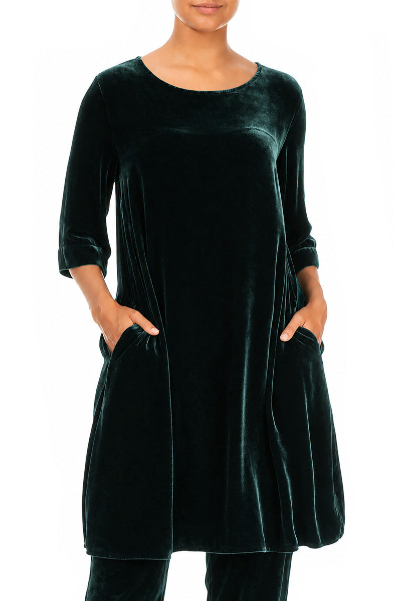 Loose Deep Turquoise Silk Velvet Tunic 3