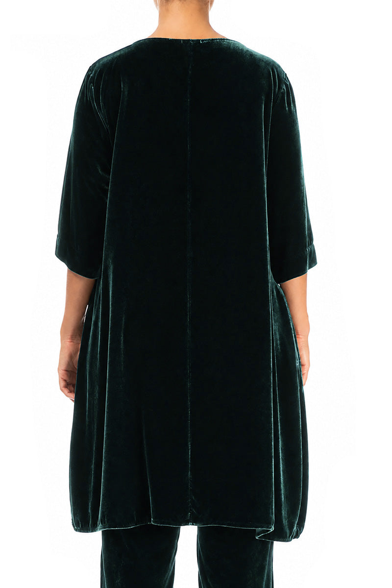 Loose Deep Turquoise Silk Velvet Tunic