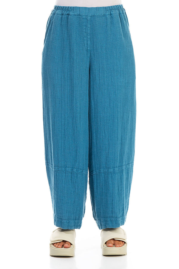 Loose Denim Textured Linen Trousers 1