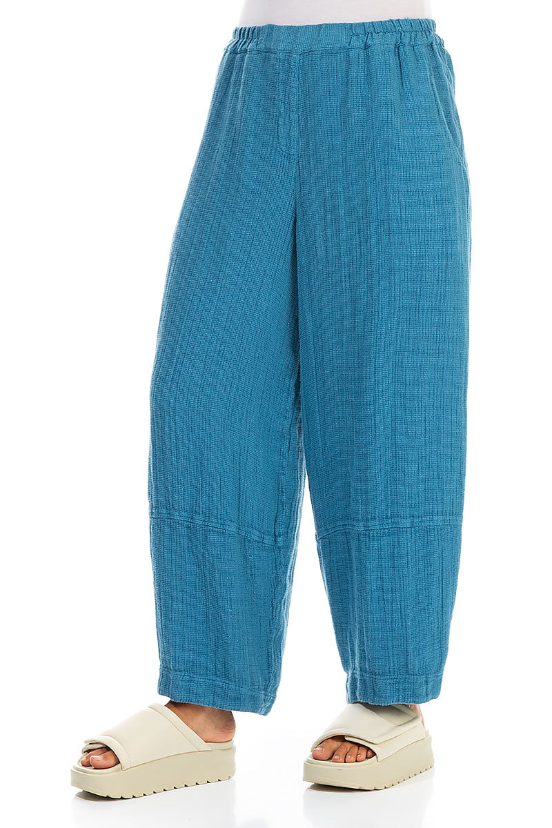 Loose Denim Textured Linen Trousers 3
