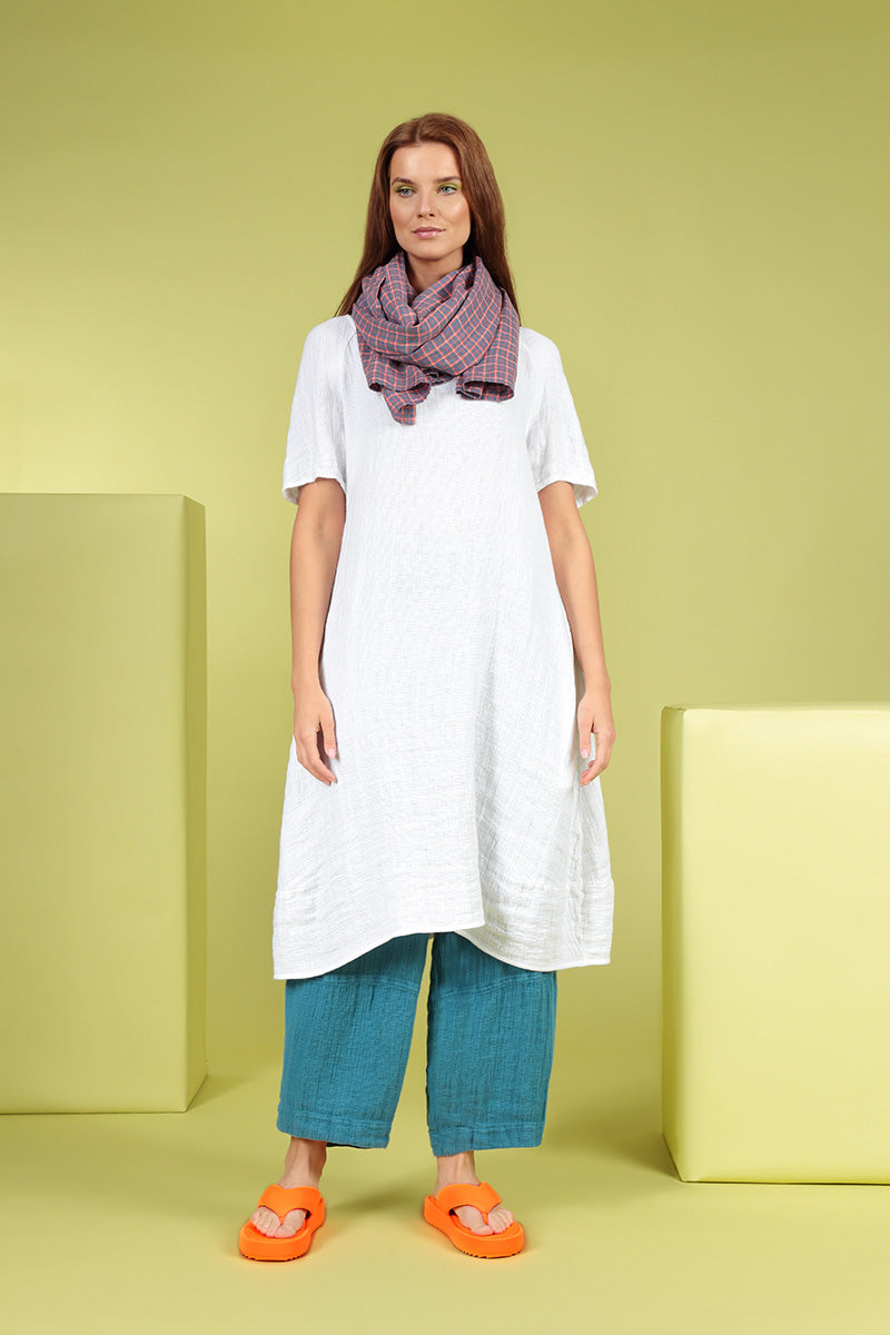 Loose Denim Textured Linen Trousers 6