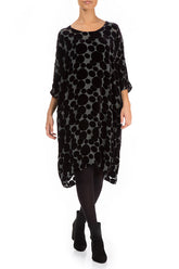 Loose Devoré Bubbles Black Silk Velvet Dress 3