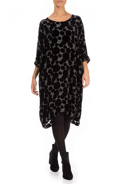 Loose Devoré Bubbles Black Silk Velvet Dress 3