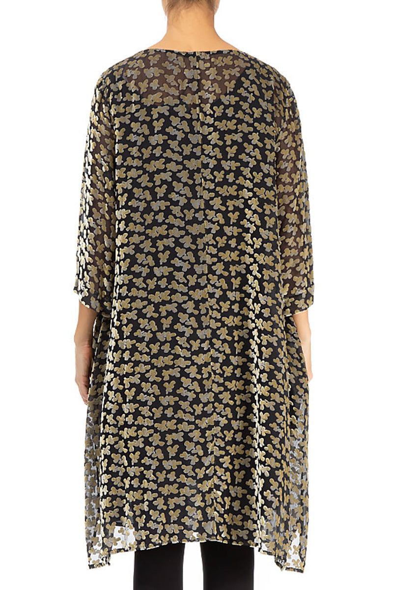 Loose Devoré Petals Gold Silk Velvet Tunic 2