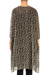 Loose Devoré Petals Gold Silk Velvet Tunic 2