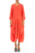 Draped Coral Linen Dress 1