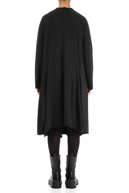 Loose Flared Black Cotton Dress 2