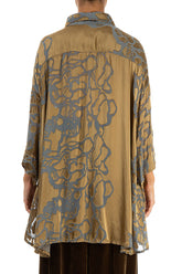 Loose Floral Golden Sage Silk Shirt 2
