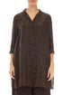 Loose Forest Brown Bubbles Silk Bamboo Shirt 1