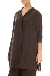 Loose Forest Brown Bubbles Silk Bamboo Shirt 3