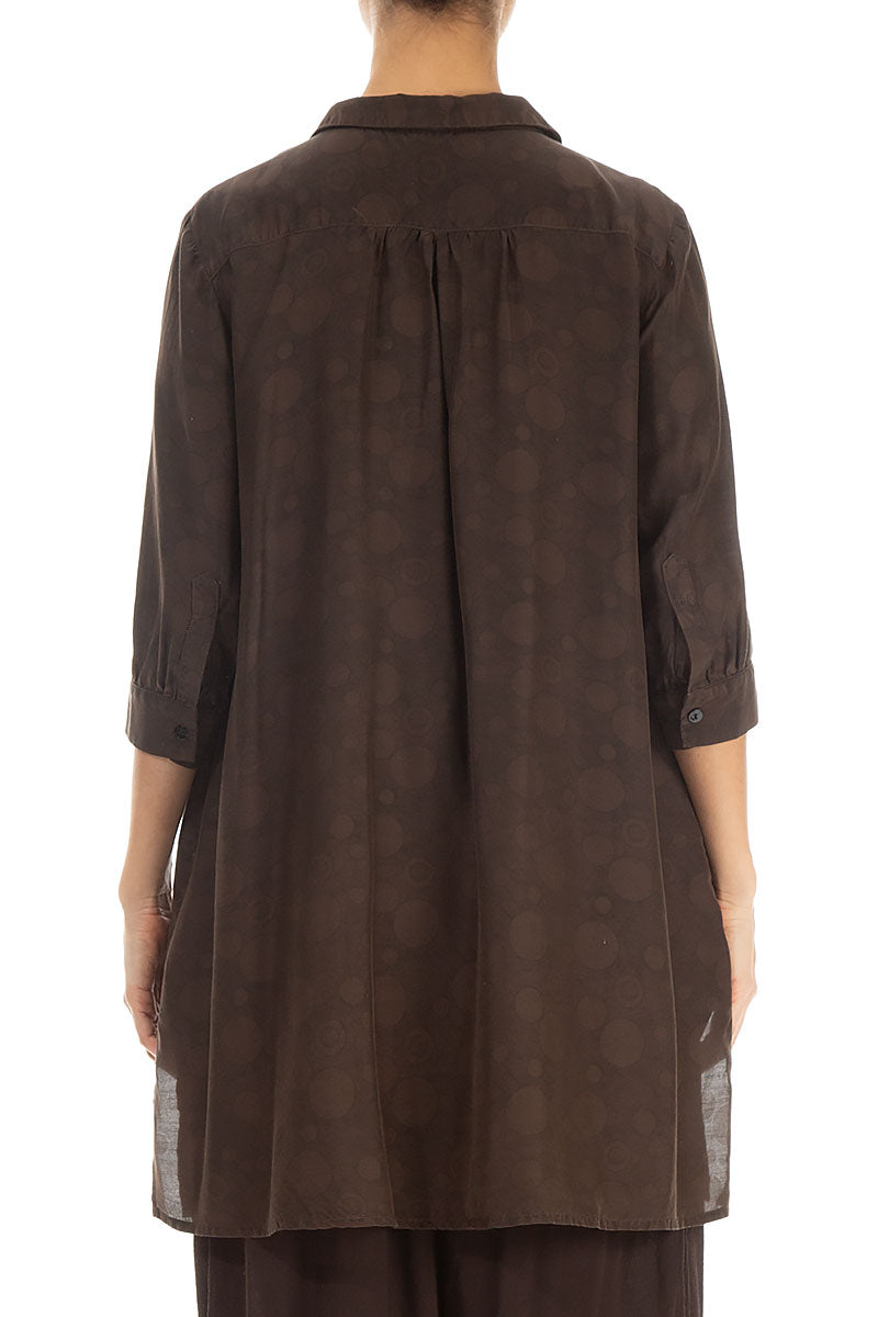 Loose Forest Brown Bubbles Silk Bamboo Shirt 2