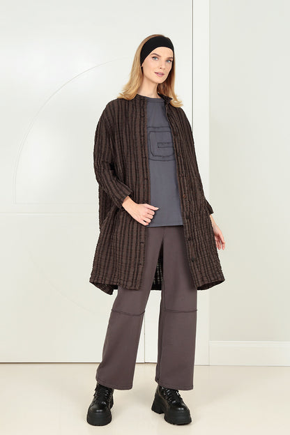 Lockere Graphit-Baumwollbluse