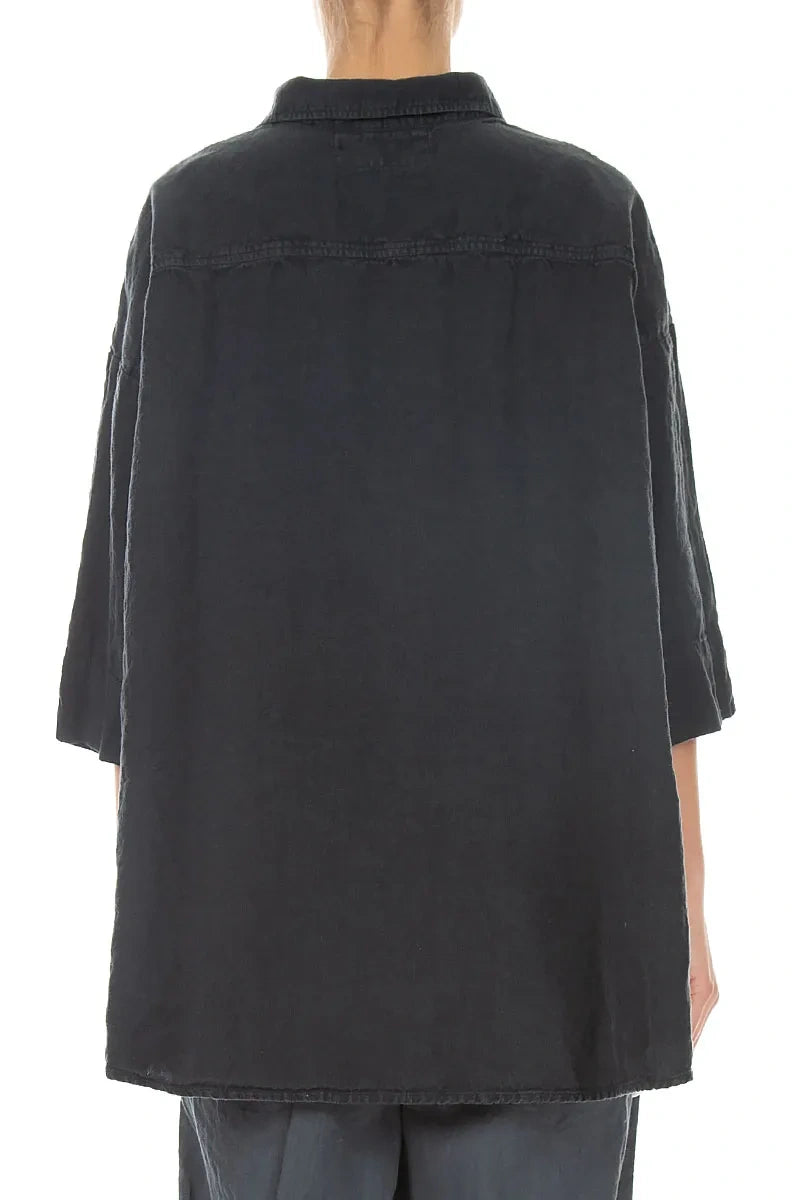 Lockeres Leinenhemd in Graphit