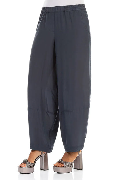 Lockere Hose aus Graphitseide und Bambus