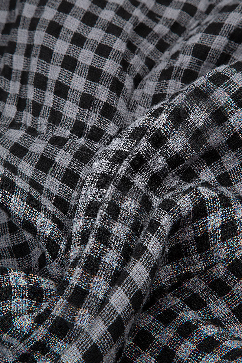 Loose Grey Check Linen Trousers 5