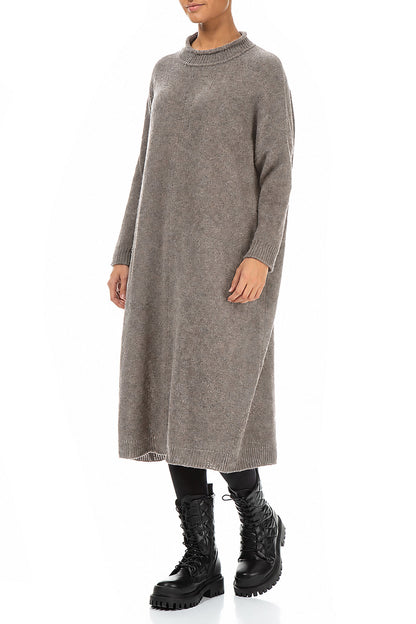 Loose Light Brown Knitted Wool Dress 3