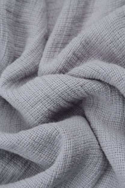 Loose Lilac Grey Textured Linen Shirt 5