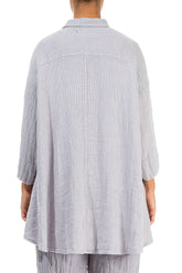 Loose Lilac Grey Textured Linen Shirt 2
