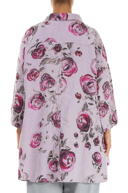 Chemise en lin ample rose lilas