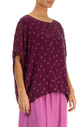 Loose Magenta Dotty Silk Blouse 3