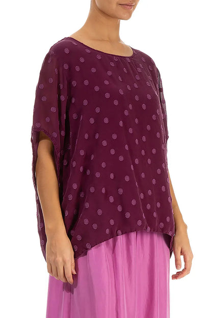 Loose Magenta Dotty Silk Blouse 3