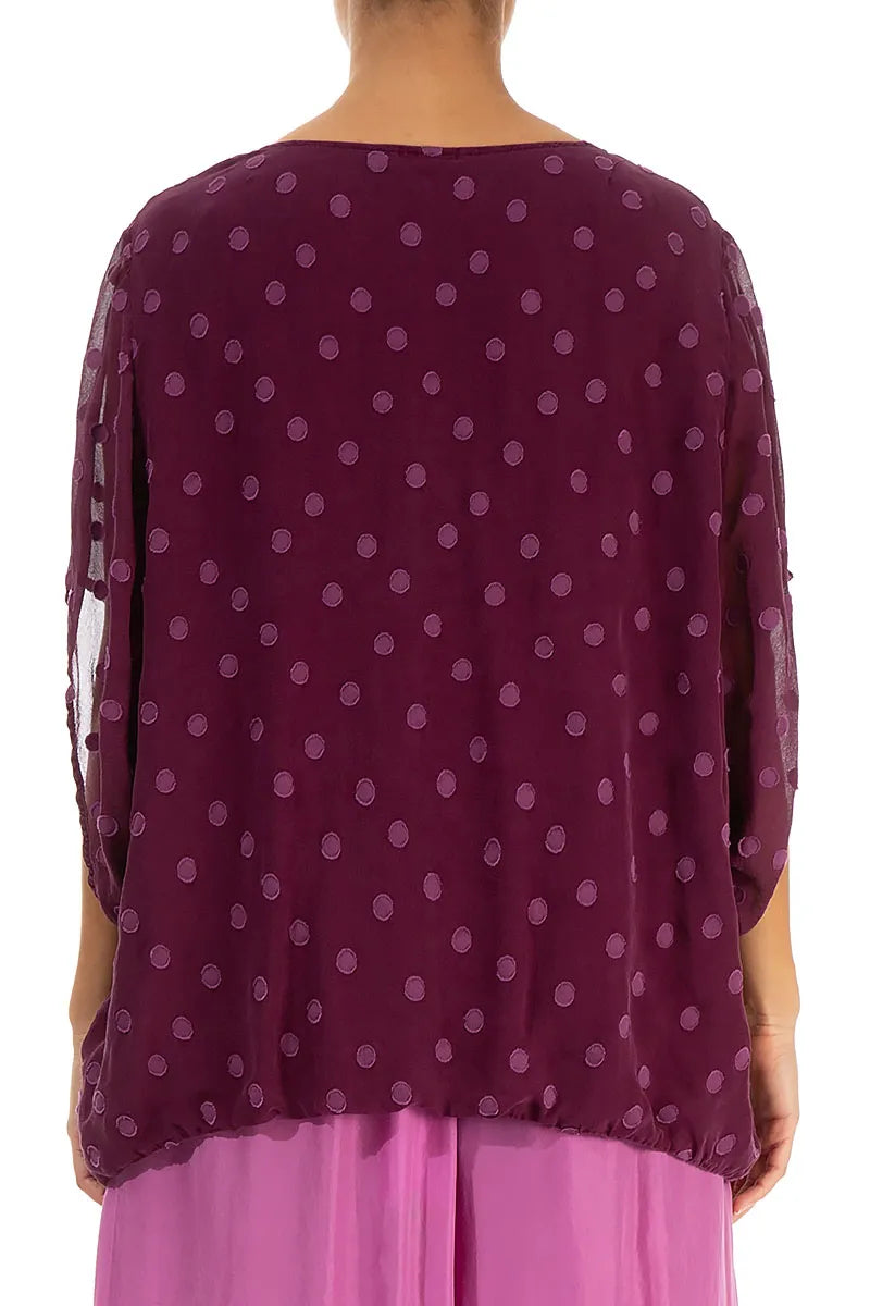 Loose Magenta Dotty Silk Blouse 2