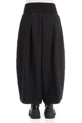 Loose Midnight Blue Mélange Linen Trousers 2