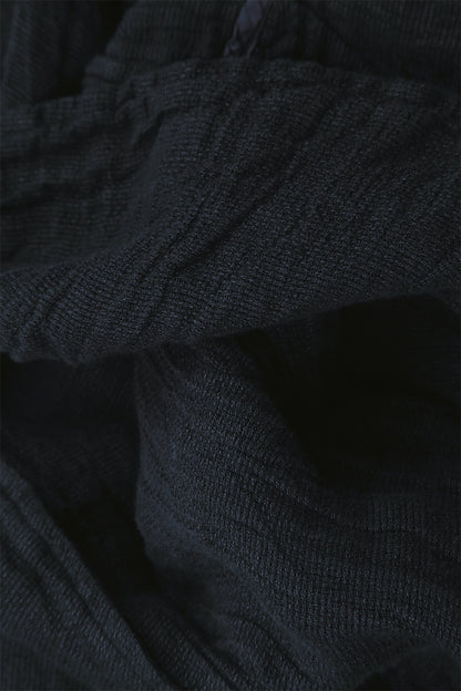 Loose Midnight Blue Textured Linen Trousers 4