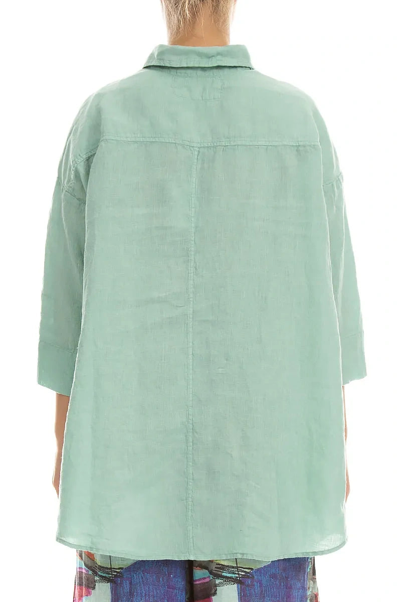 Loose Mint Linen Shirt 2