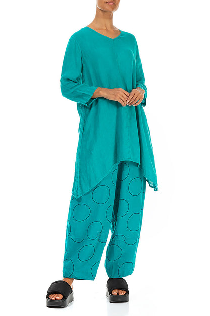 Loose Ocean Bubbles Linen Trousers 4