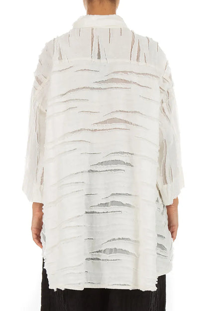 Loose Off White Fray Weave Shirt
