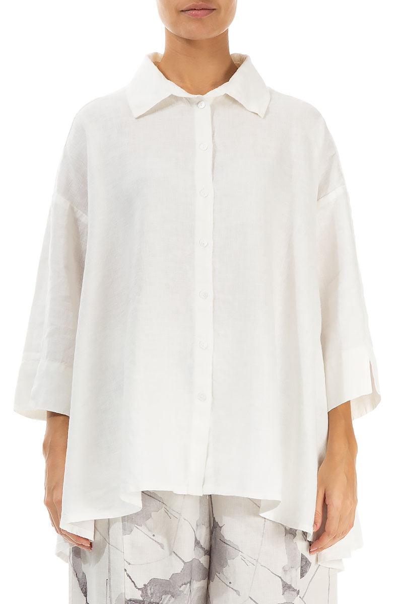 Loose Off White Linen Shirt 1