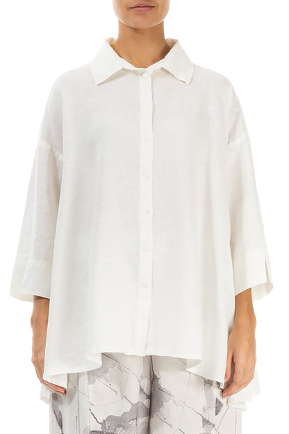 Loose Off White Linen Shirt 1