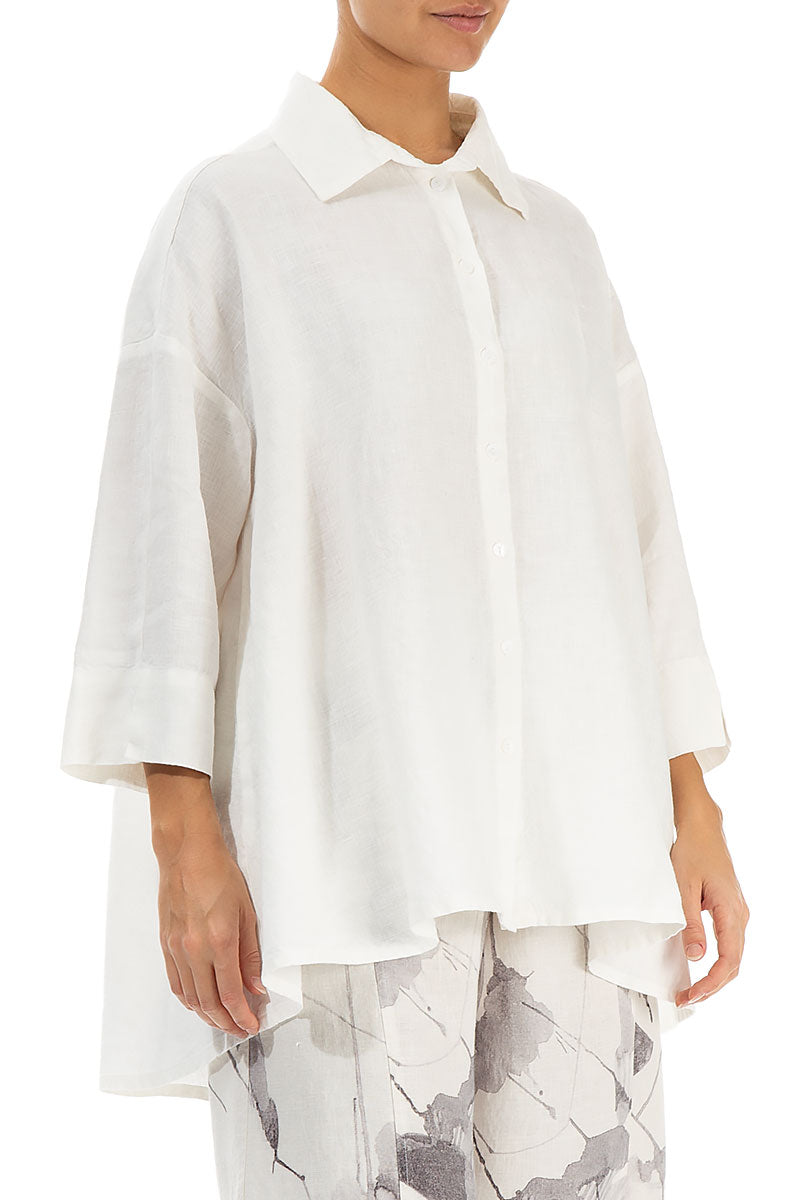 Loose Off White Linen Shirt 3