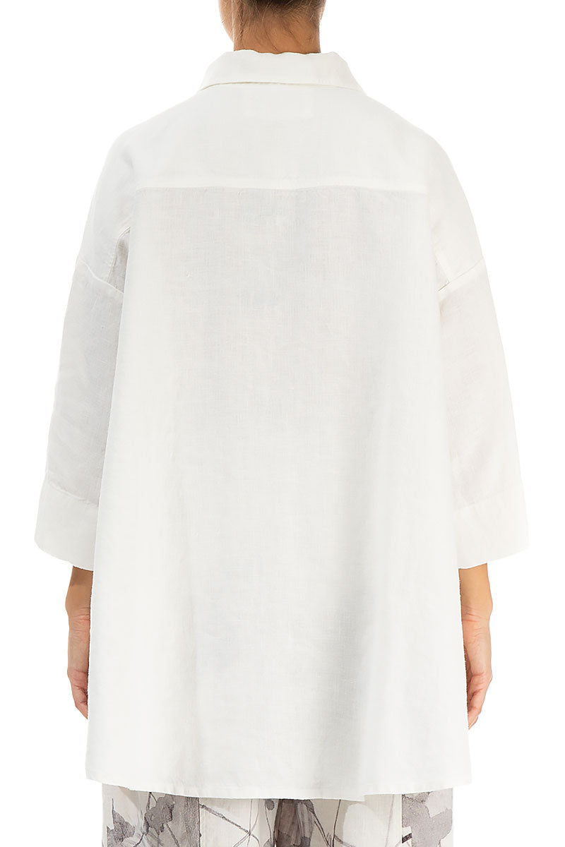 Loose Off White Linen Shirt 2