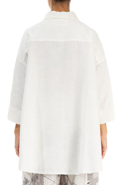 Loose Off White Linen Shirt 2