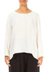 Loose Off White Textured Linen Blouse 1